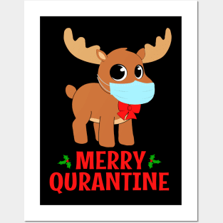 Merry Quarantine Christmas 2020 Deer Mask Posters and Art